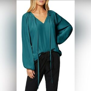 RAMY BROOK Paris Poet Blouse NWOT Jewel Blue Silk Effortless Luxe XS